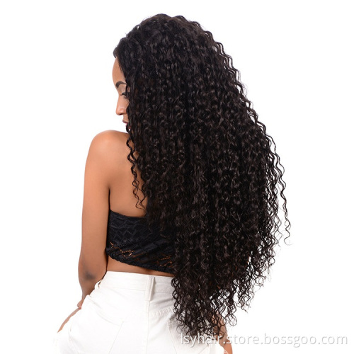 Deep Wave  Lace Front Wig 100%  Raw Human Hair , Gluesless Deep Wave Lace Front Wigs With Elastic Band Wigs For African American